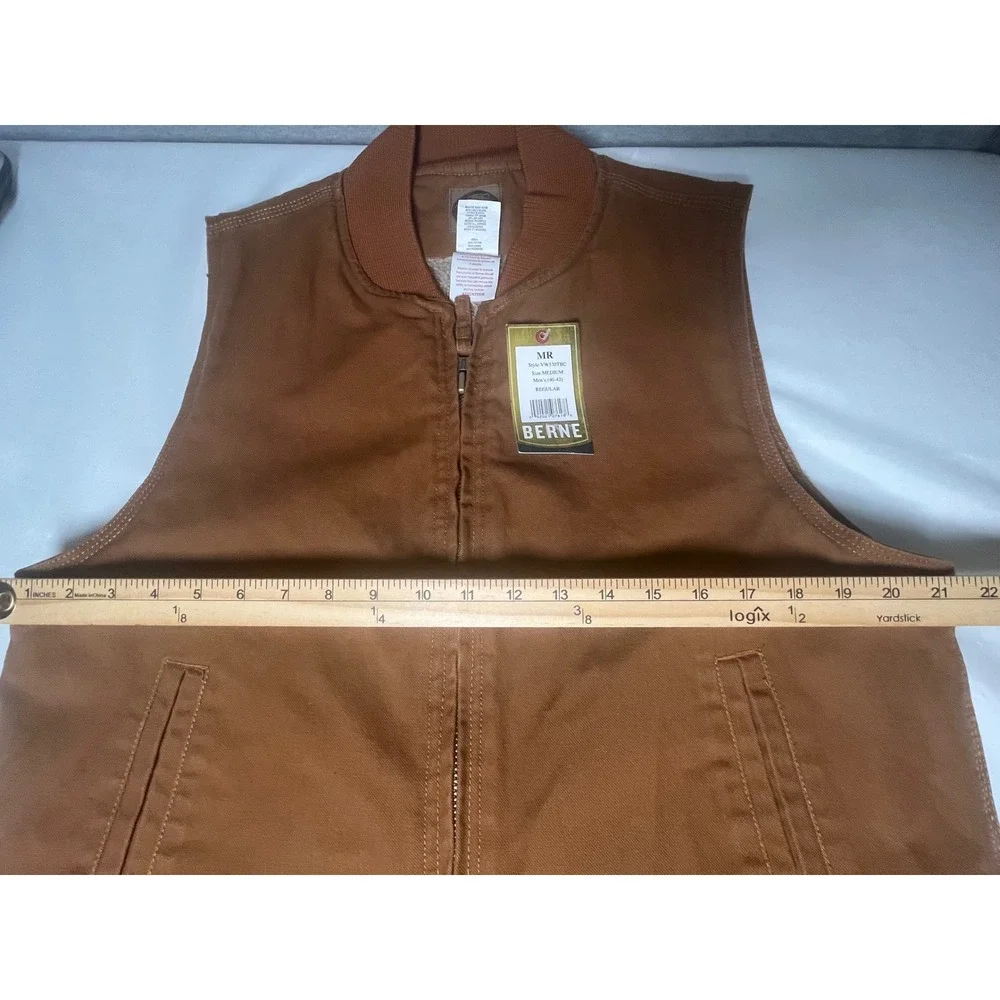 NWTBerne Mens Cotton Duck Work Vest Tan Sherpa lined Sz Medium (40-42) VW530TBC